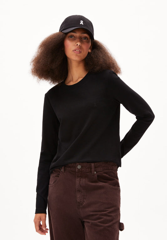 T-shirt manches longues en coton bio et recyclé | Noir "taaminiaa black"
