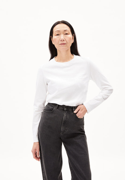 T-shirt manches longues en coton bio et recyclé | Blanc "taaminiaa white"