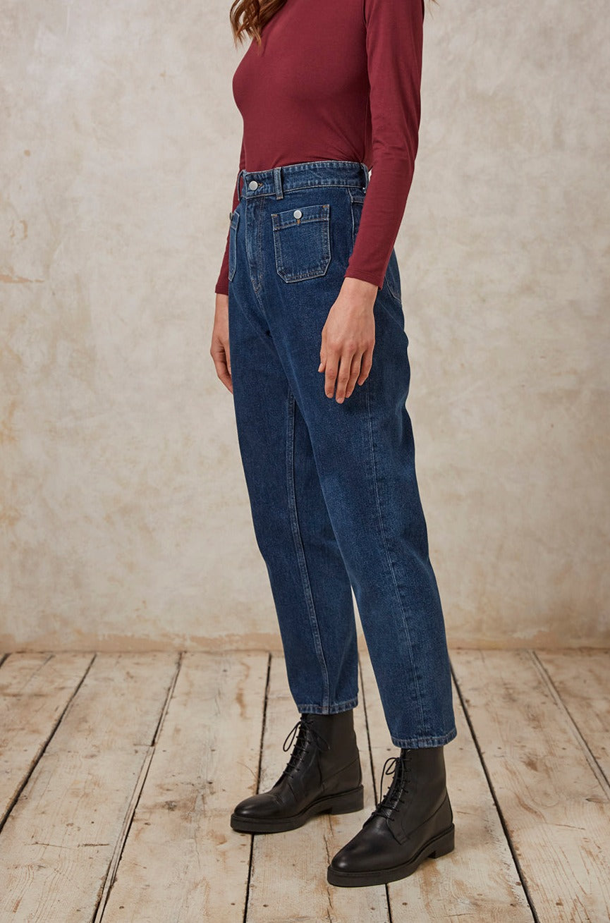 Jean mom bleu en coton bio - tabitha jeans blue