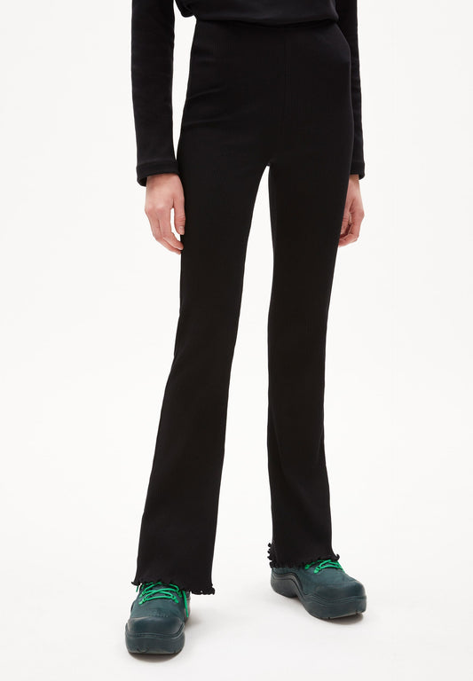 Pantalon noir flare en coton bio - taminaa black