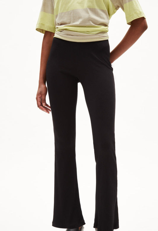 Legging flare côtelé noir en coton bio - taminaara black