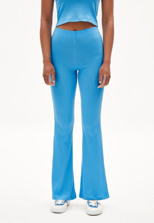 Legging flare côtelé bleu en coton bio - taminaara blueniverse