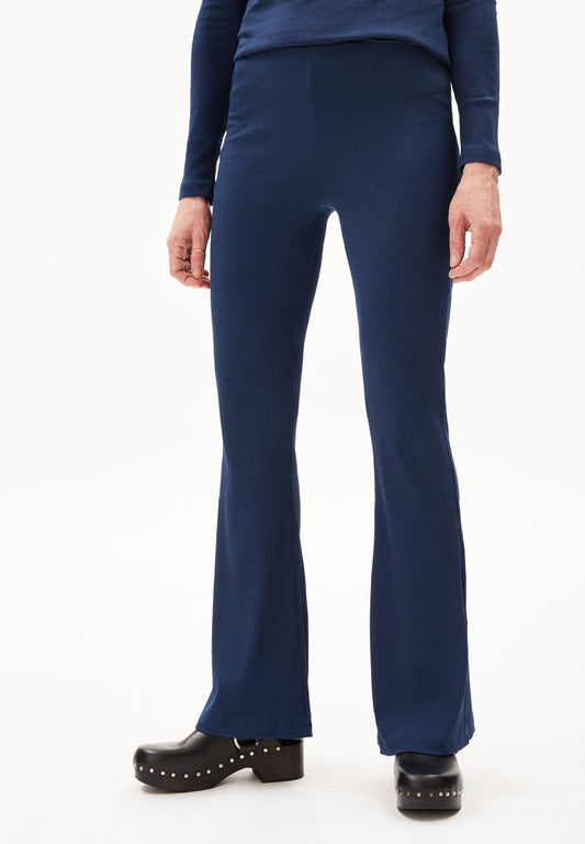 Legging flare côtelé en coton bio | Bleu marine "taminaara deep sea blue"