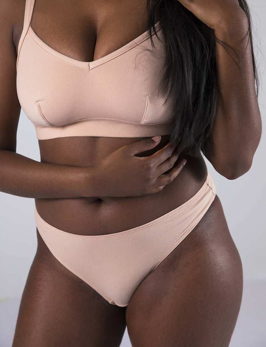 Tanga en coton bio | beige "maya nude sable"