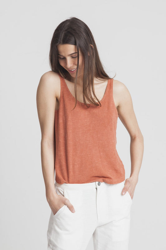 Top terracota en chanvre et coton bio