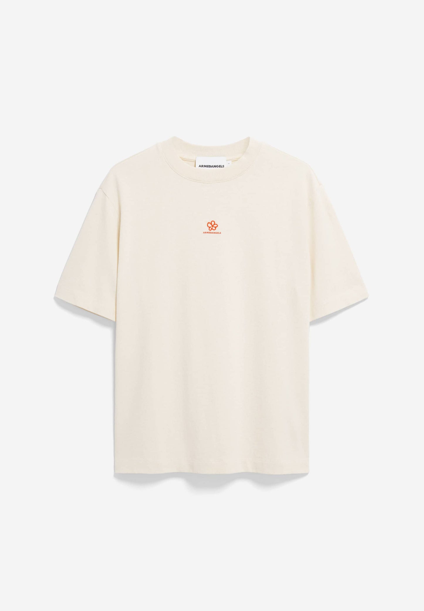 T-shirt en coton biologique | beige "Tarjaa back flowaa - undyed"