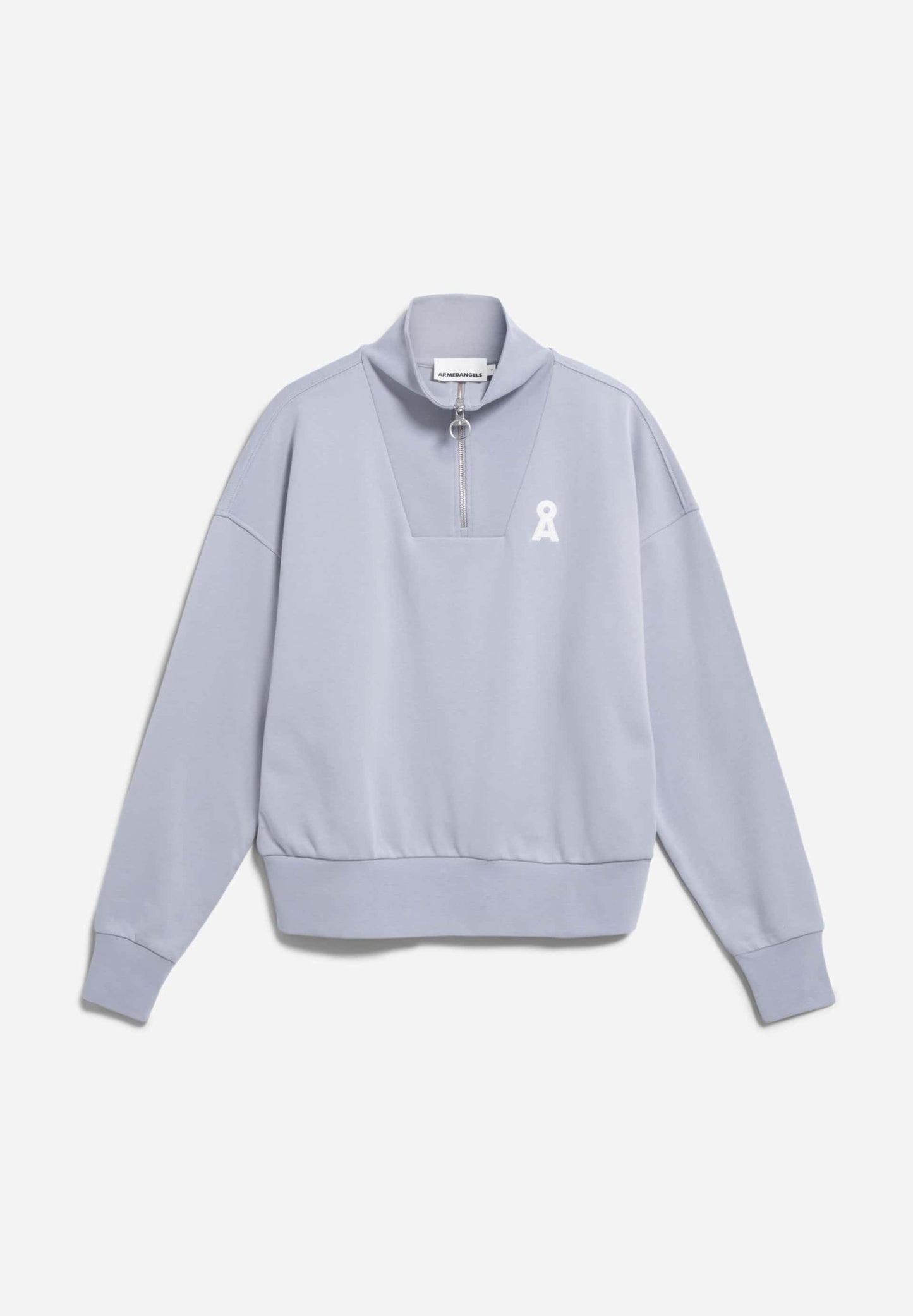 Sweat zippé en coton bio | bleu "tarmenaa iconic å - misty morning"