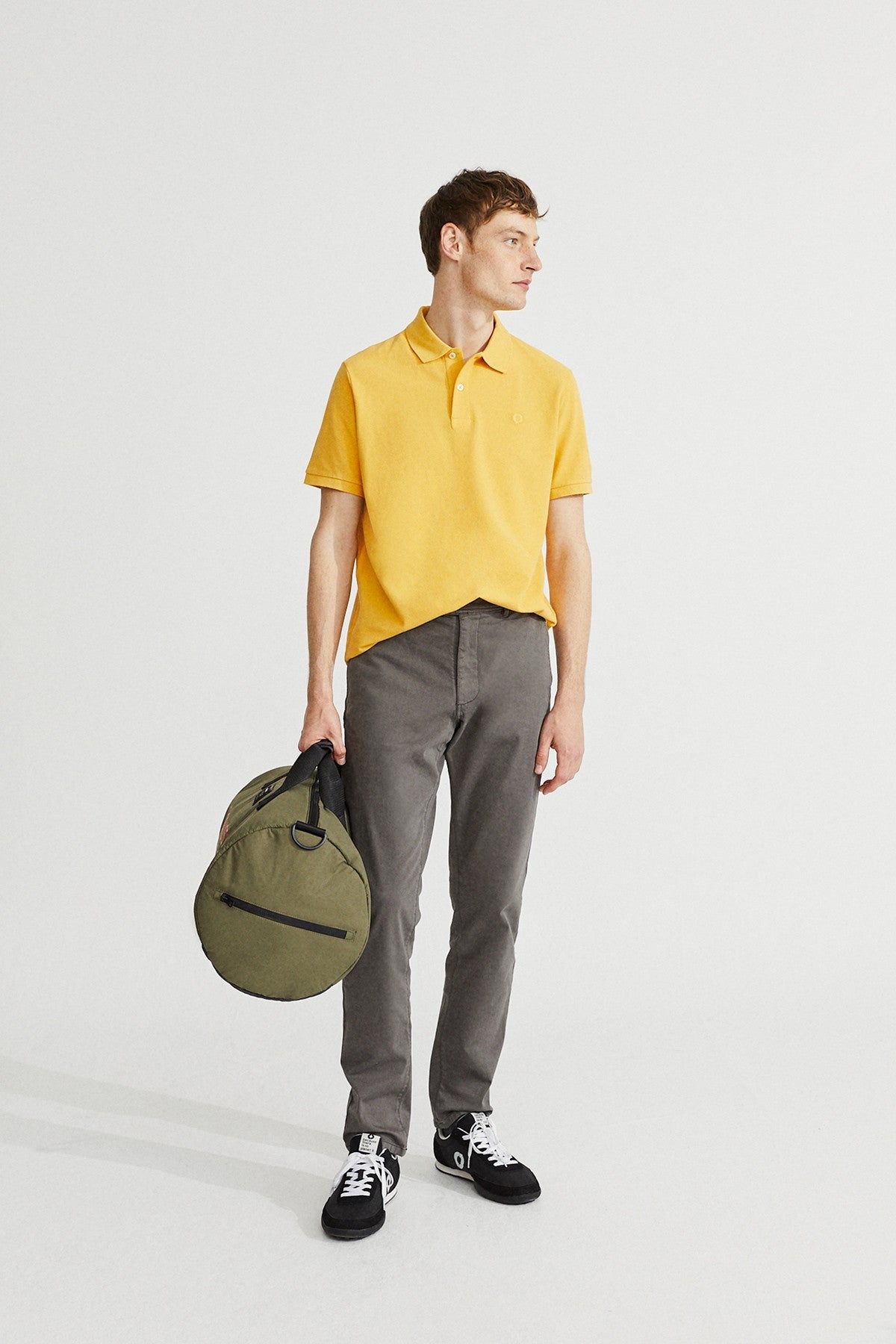 Polo piqué moutarde en coton bio - Ted regular