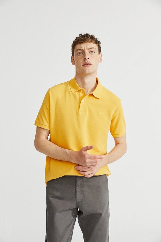 Polo piqué moutarde en coton bio - Ted regular