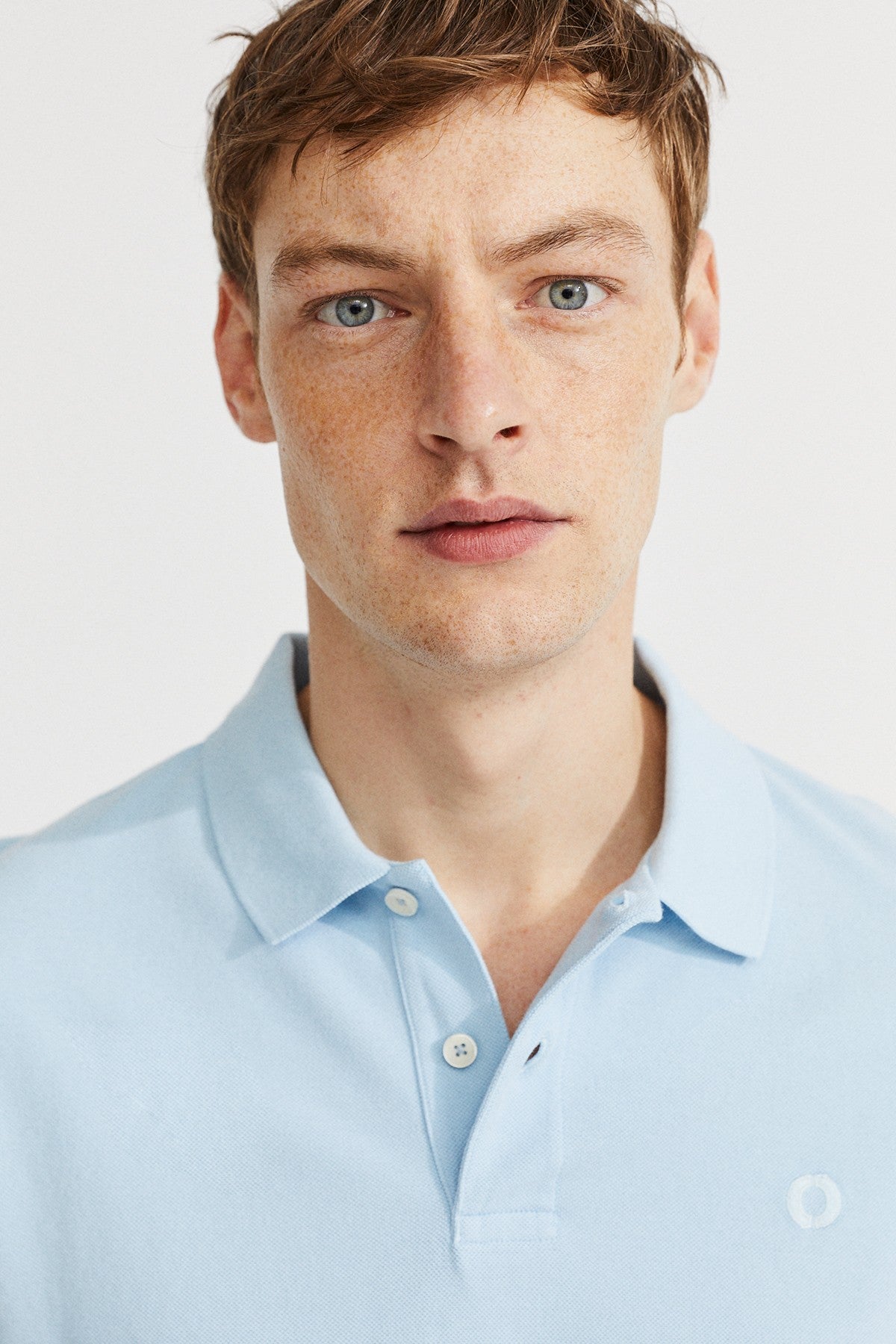 Polo piqué bleu clair en coton bio - Ted regular