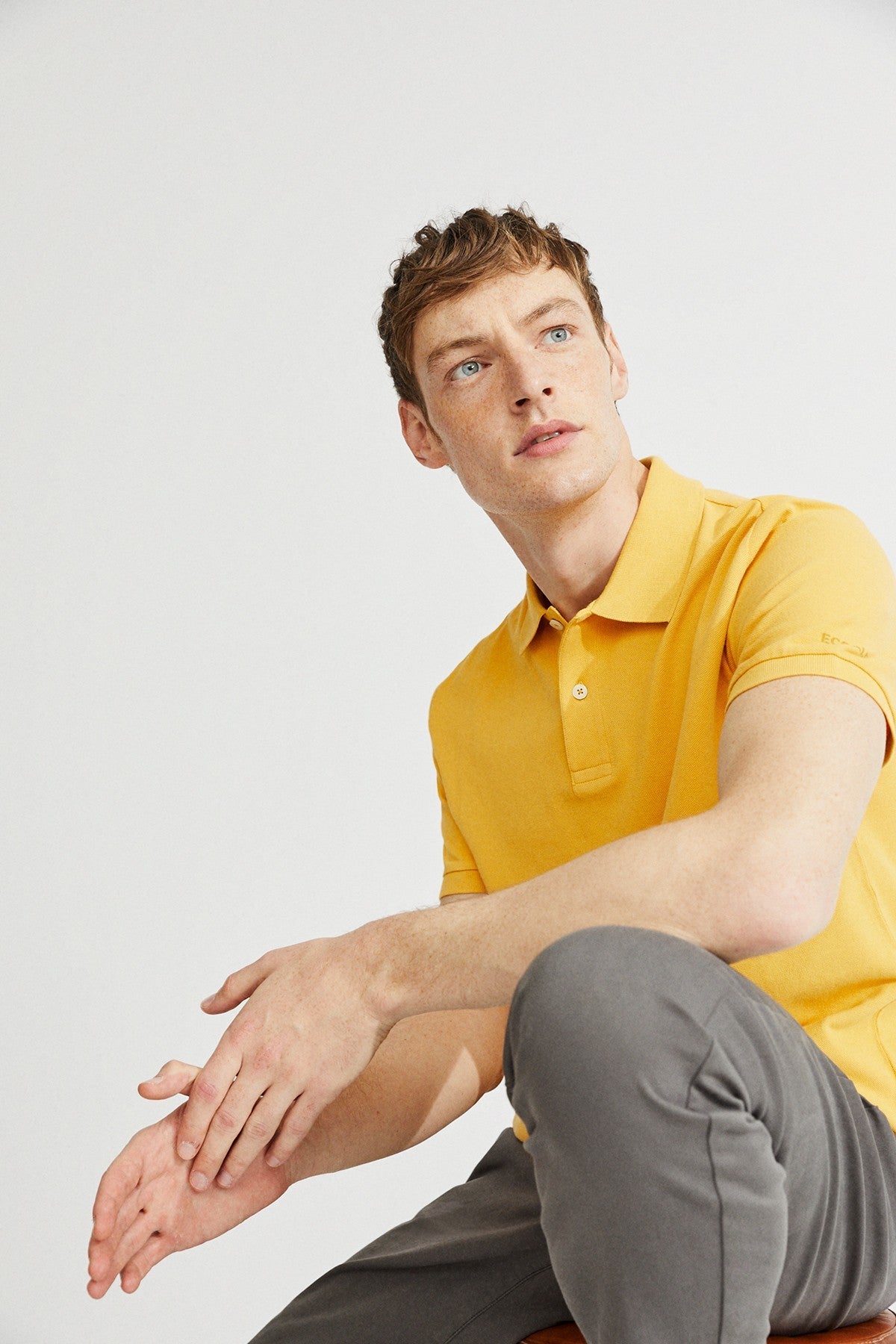 Polo piqué moutarde en coton bio - Ted regular