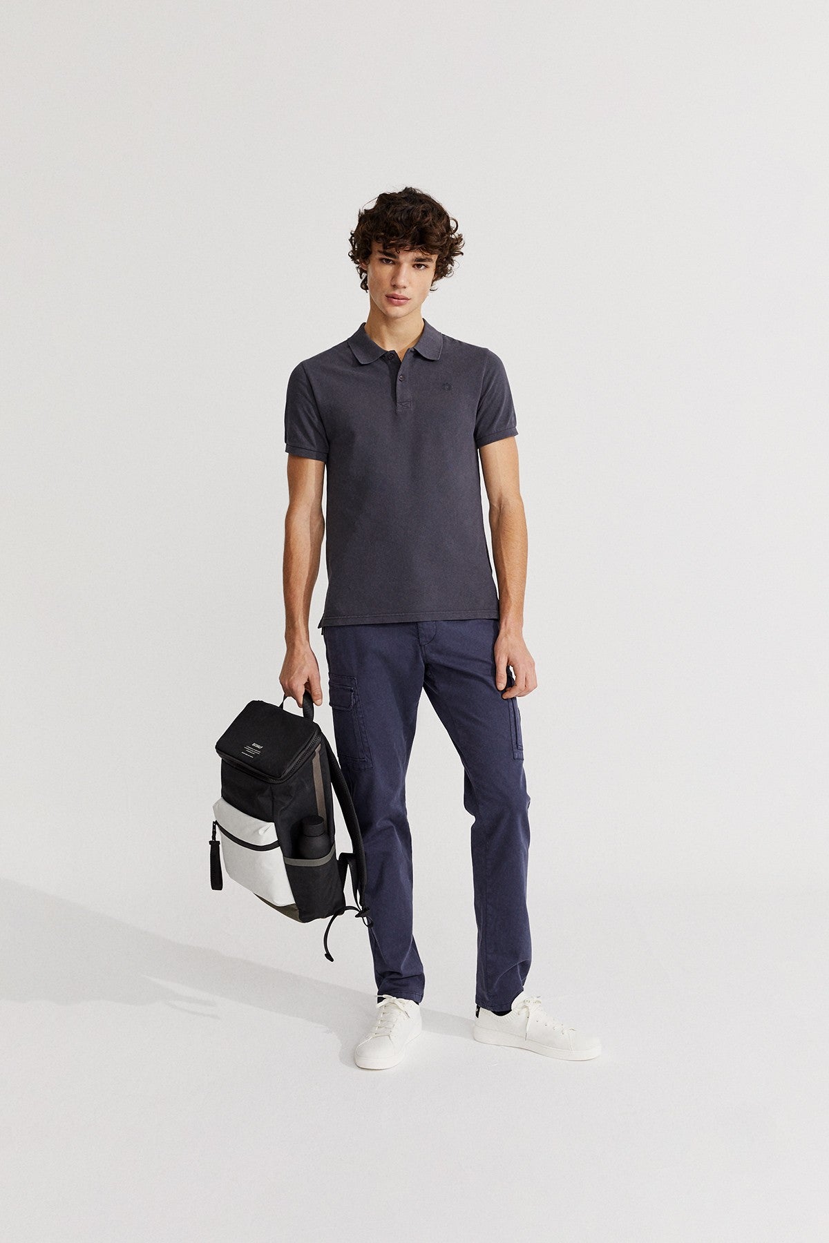 Polo slim piqué marine en coton bio - Ted slim
