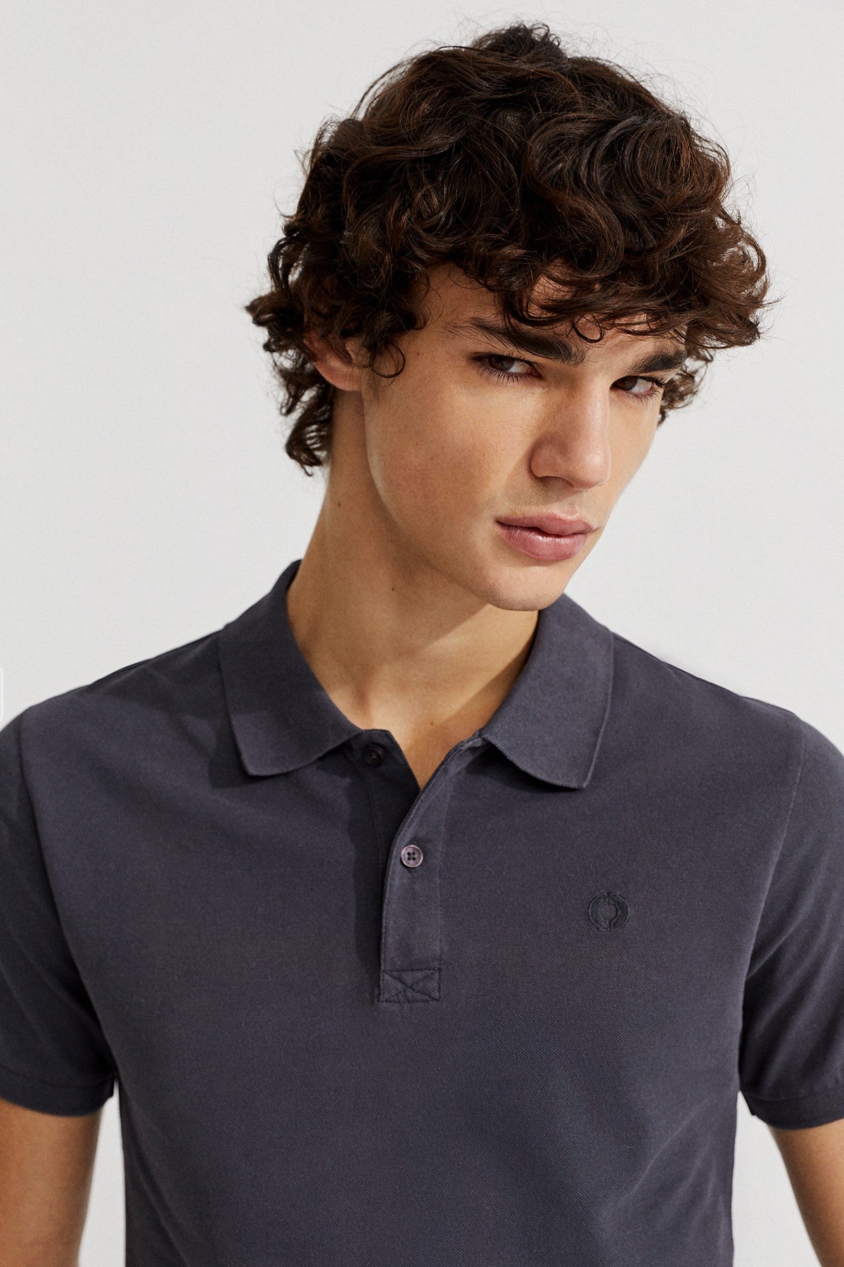 Polo slim piqué marine en coton bio - Ted slim