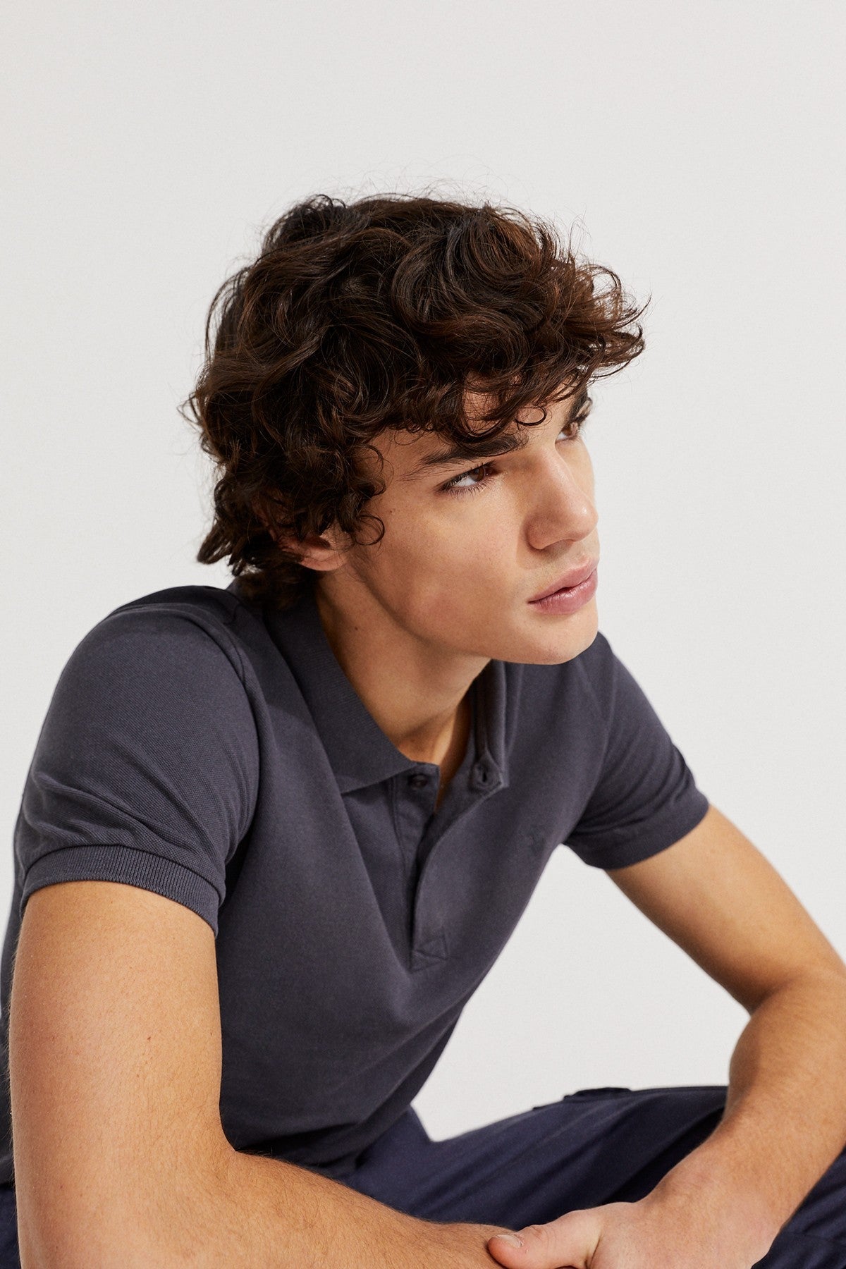 Polo slim piqué marine en coton bio - Ted slim