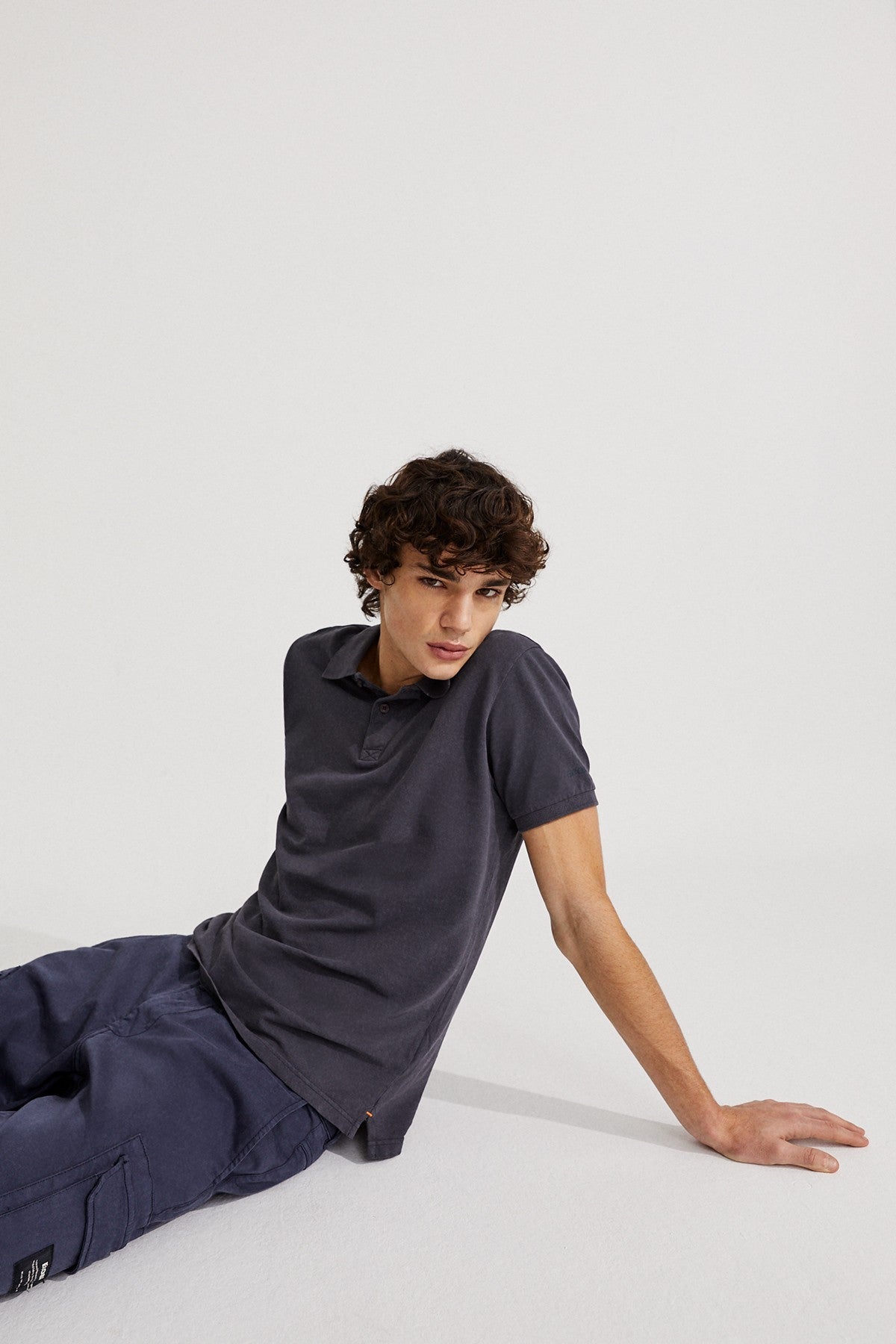 Polo slim piqué marine en coton bio - Ted slim