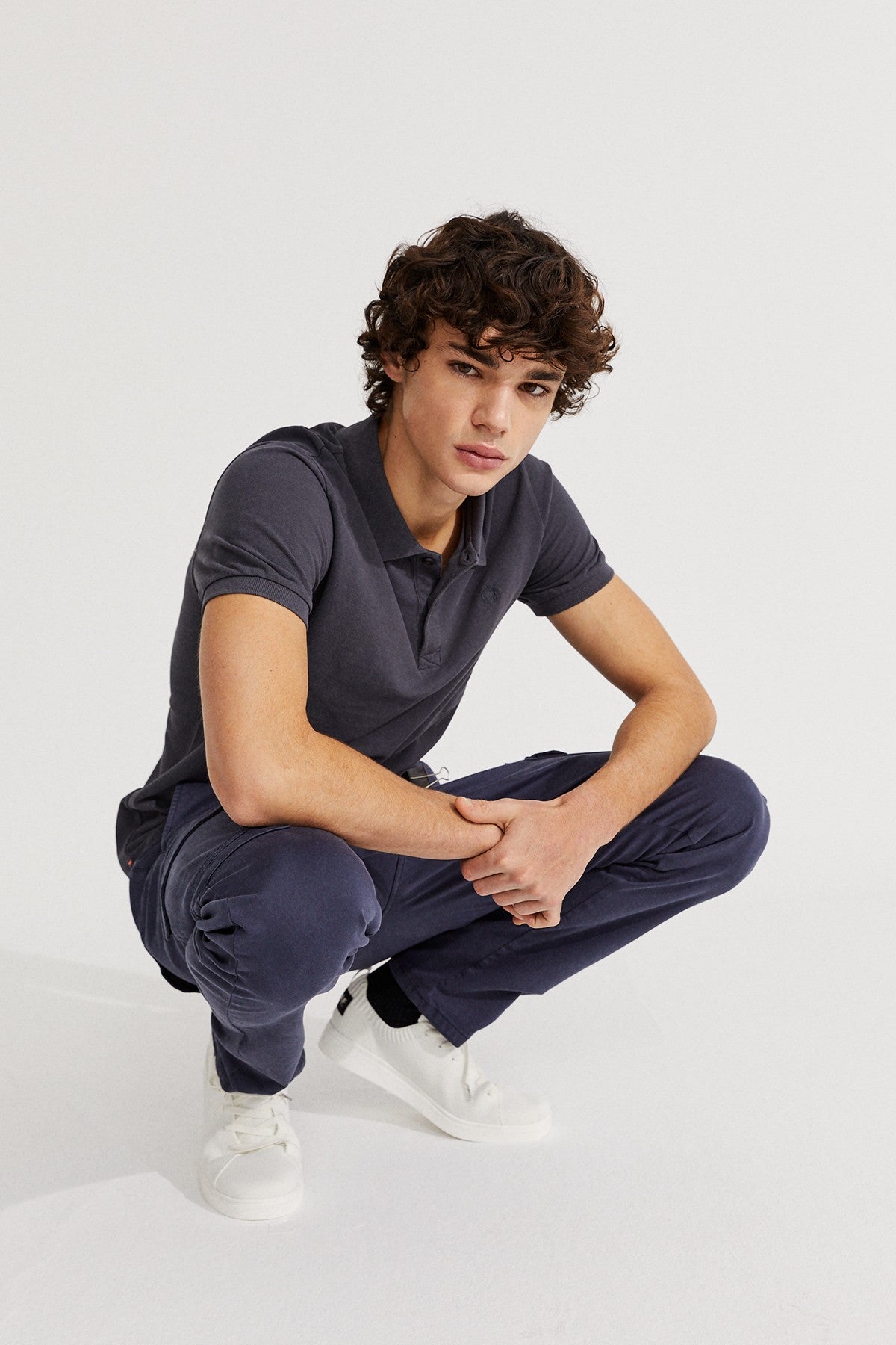 Polo slim piqué marine en coton bio - Ted slim
