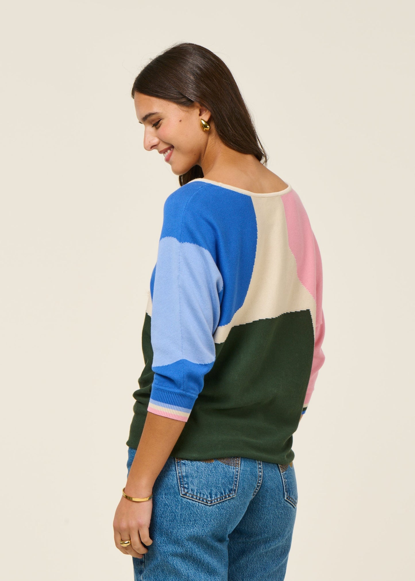 Pull manches 3/4 en coton bio | multicolore 'naike - multicolour'