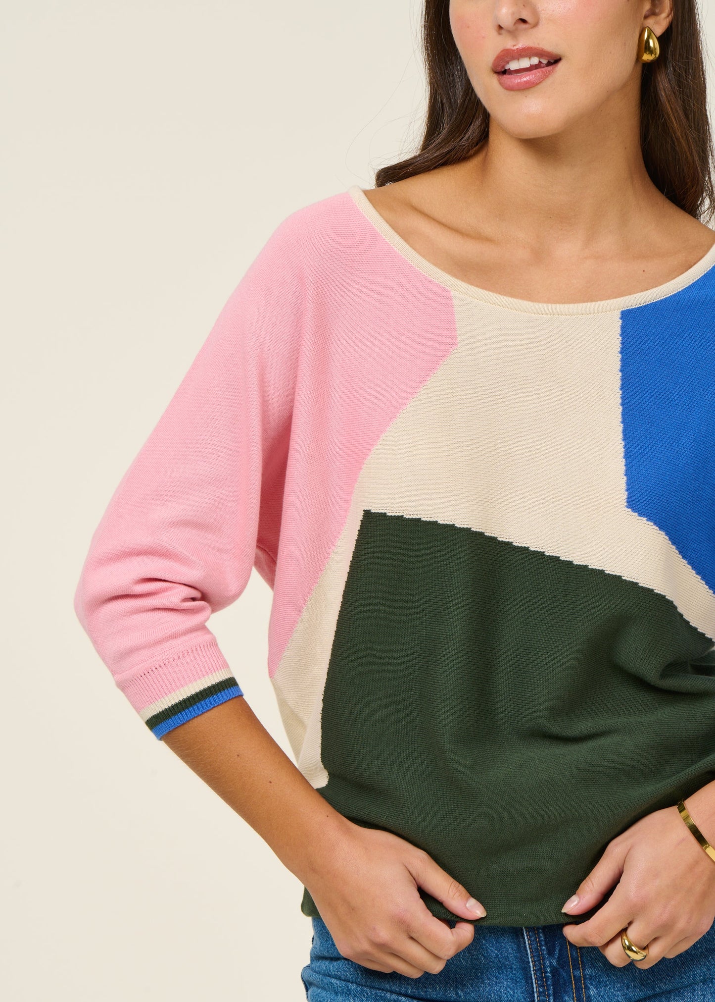 Pull manches 3/4 en coton bio | multicolore "naike - multicolour"