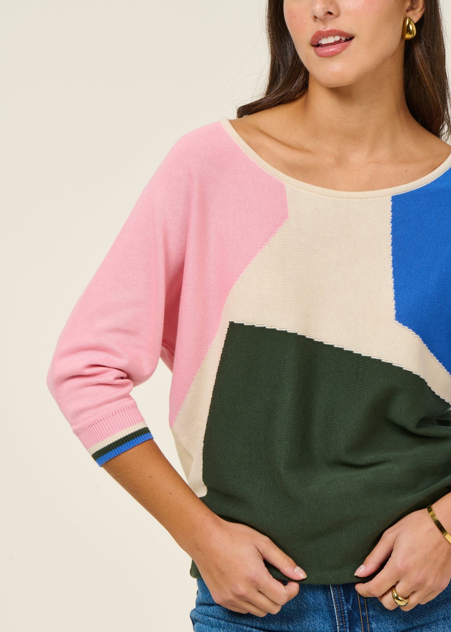 Pull manches 3/4 en coton bio | multicolore 'naike - multicolour'