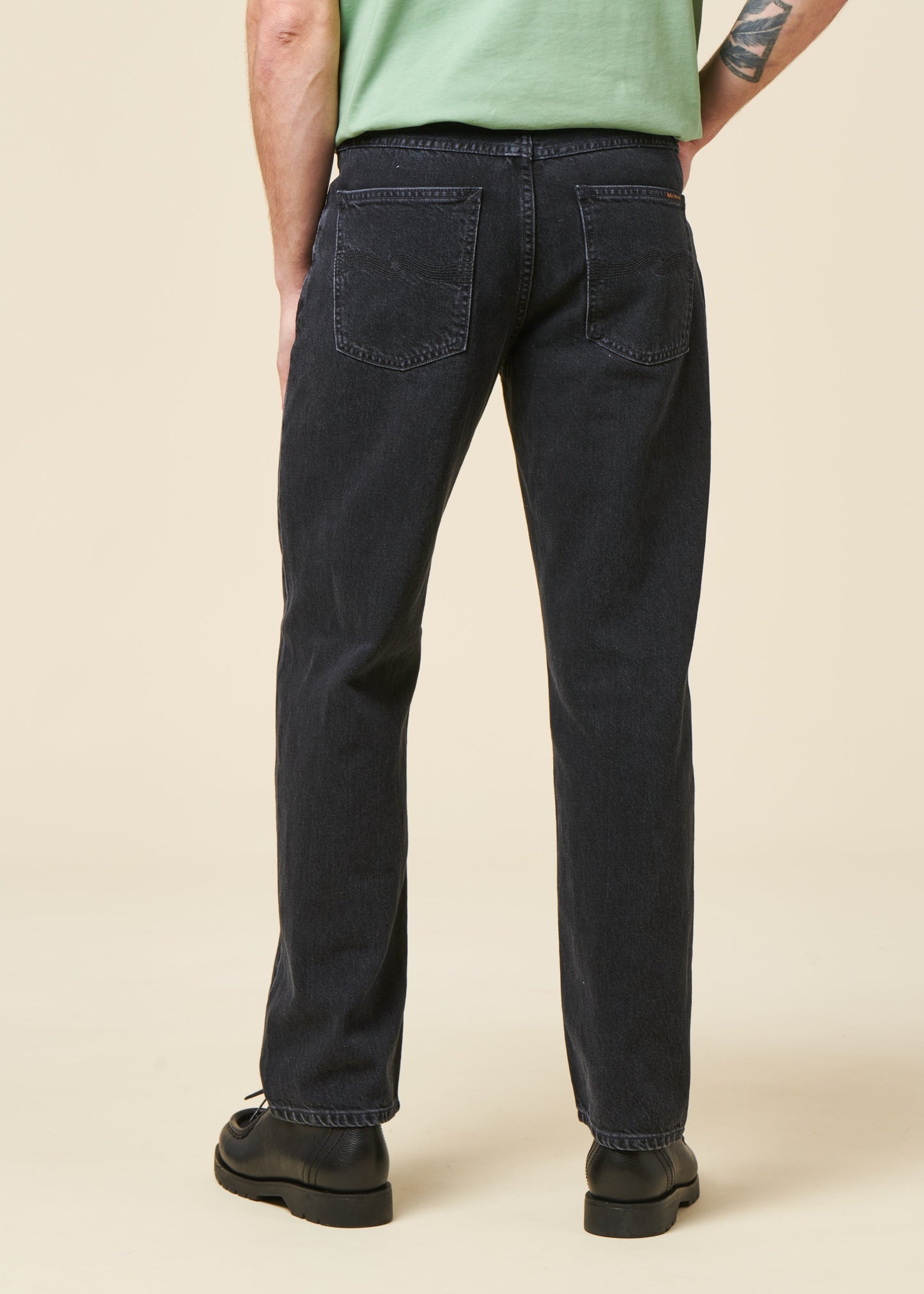 Jean droit large en coton bio | noir 'rad rufus black vintage'