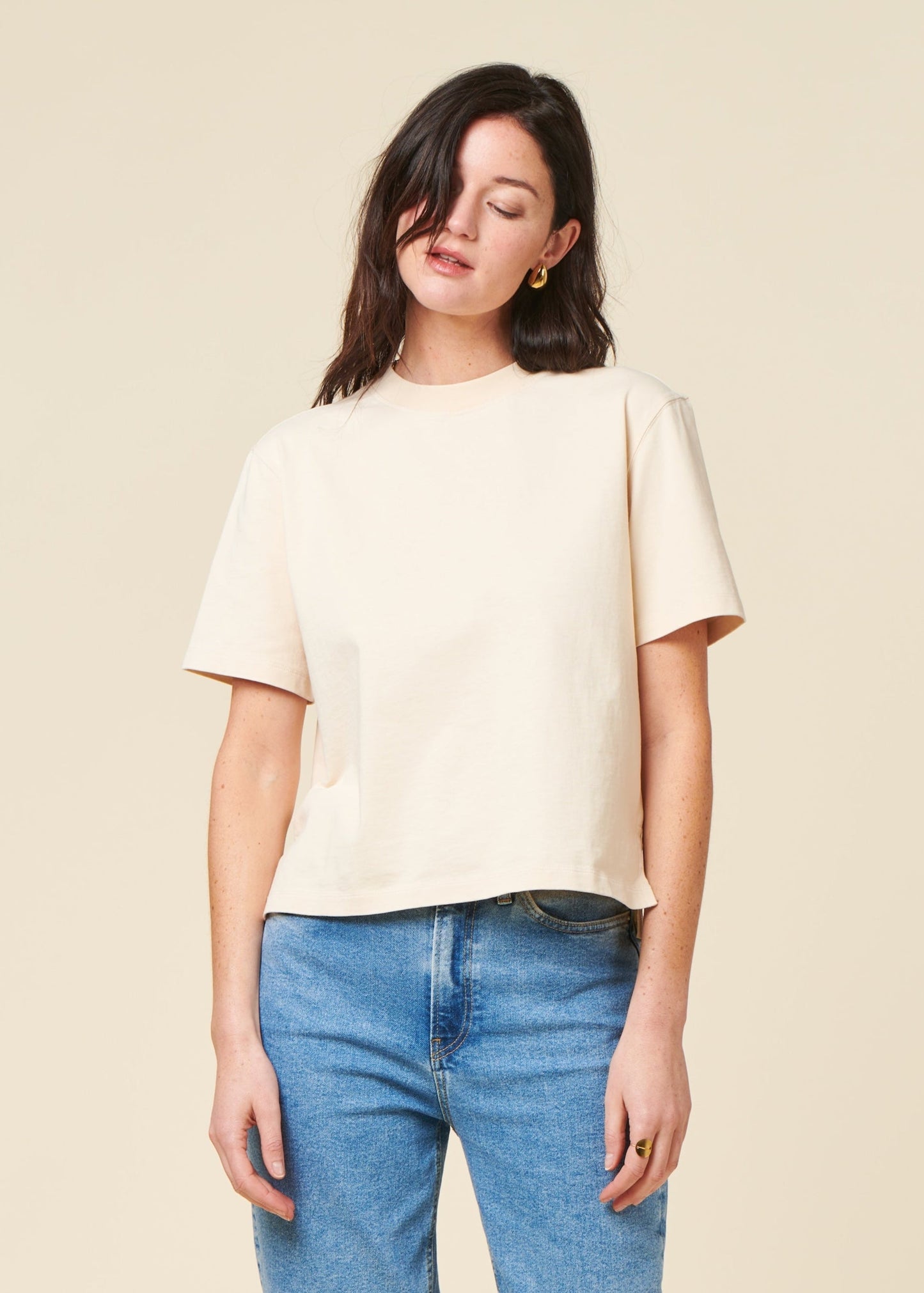 T-shirt boxy en coton bio | écru
