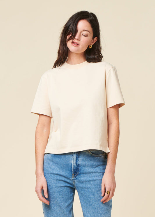 T-shirt boxy en coton bio | écru