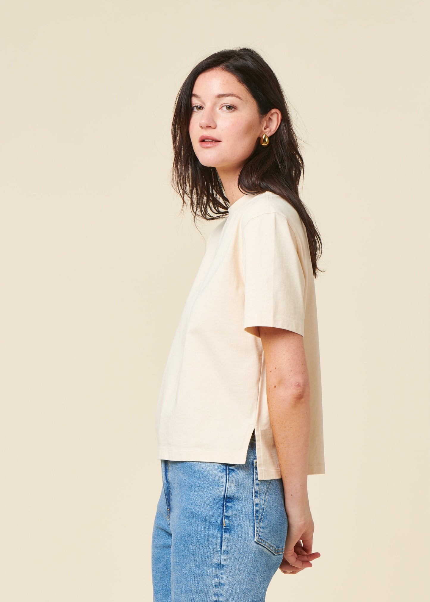 T-shirt boxy en coton bio | écru
