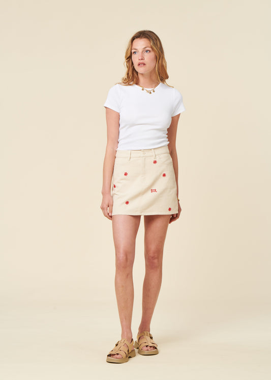 Jupe en coton bio | écru "Sol chain kimmy skirt"