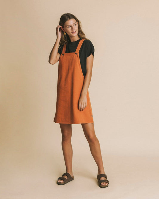 Robe salopette terracotta en coton bio - Amelie