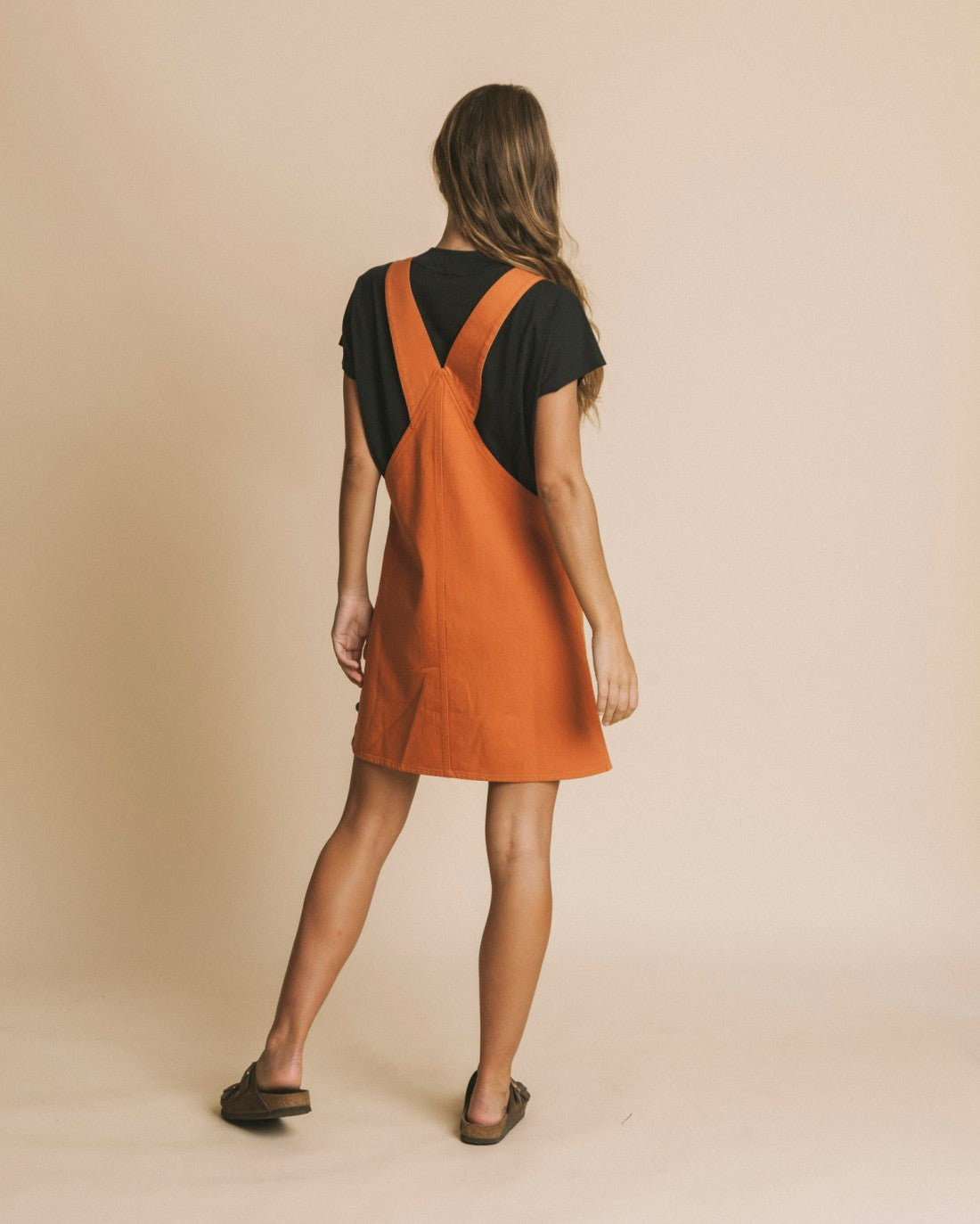 Robe salopette terracotta en coton bio - Amelie