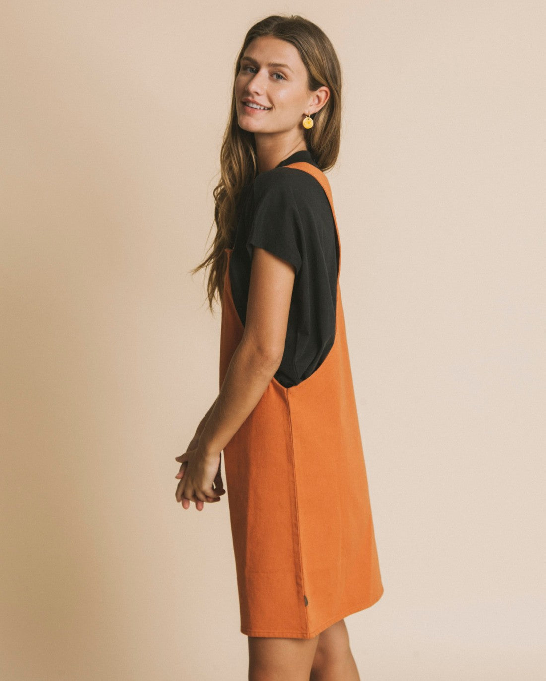 Robe salopette terracotta en coton bio - Amelie