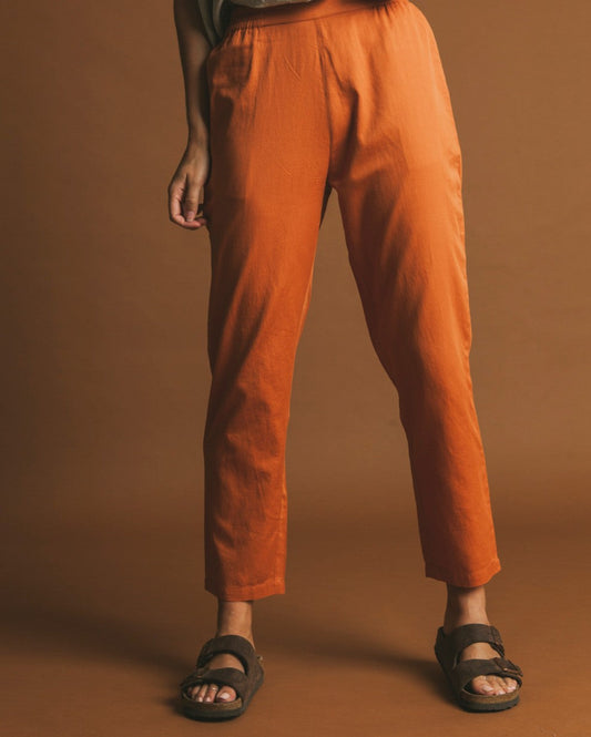 Pantalon droit terracotta en coton bio - Ella