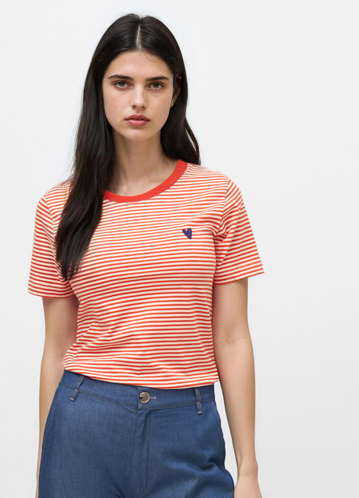 T-shirt en coton bio | rayé rouge "Endless horizon t-shirt - red"