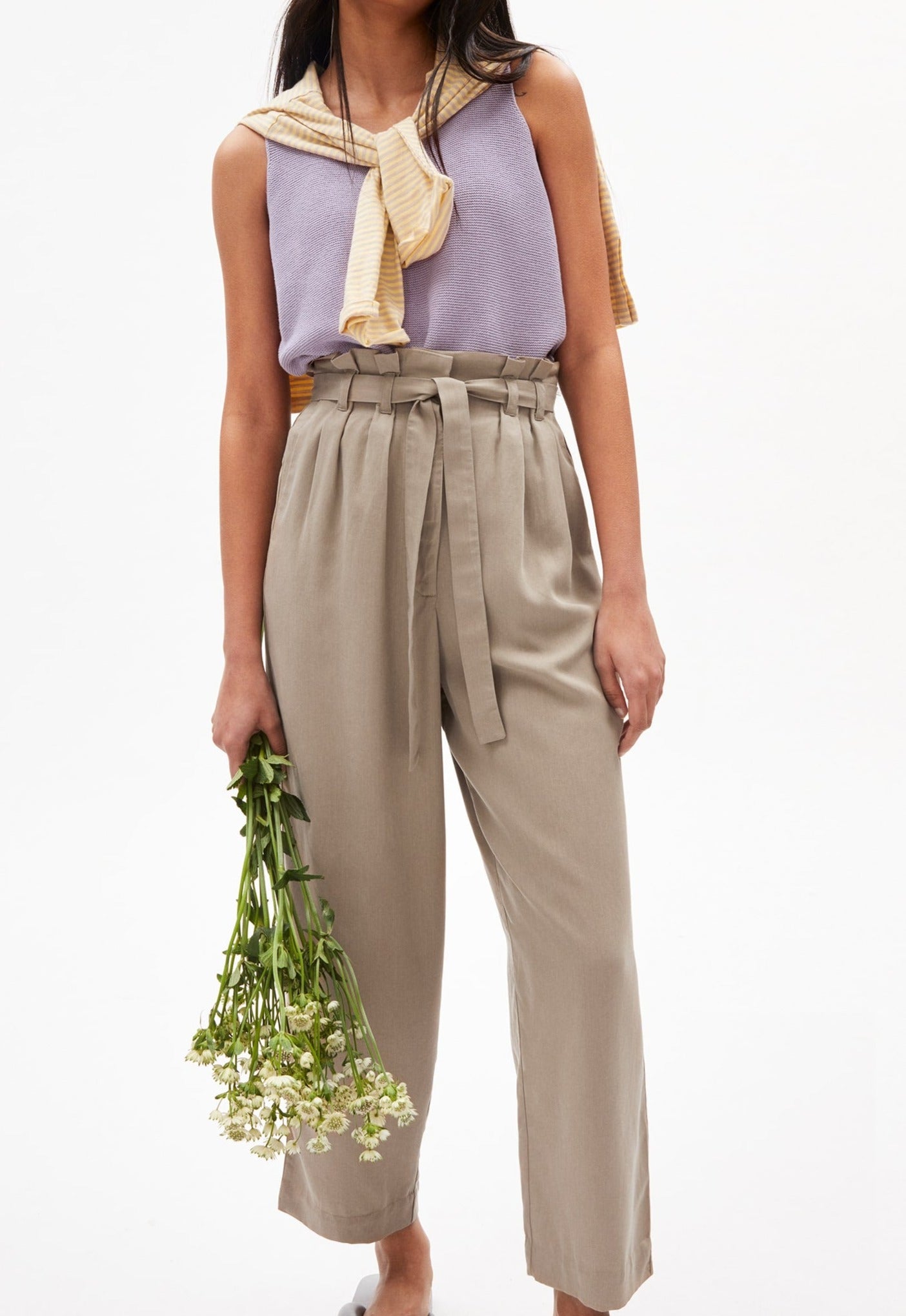 Pantalon ample beige en tencel - timeaa light desert