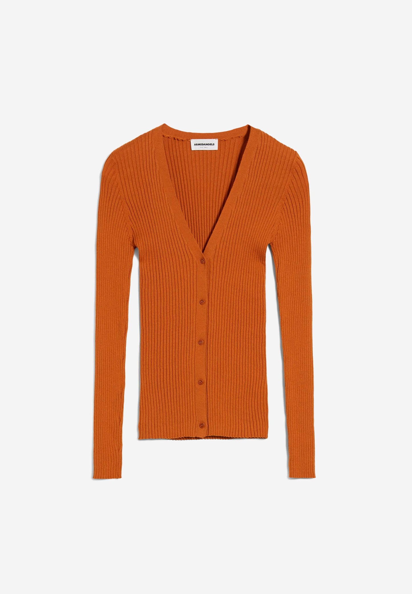 Cardigan fin orange foncé en coton bio - tinnaa burnt