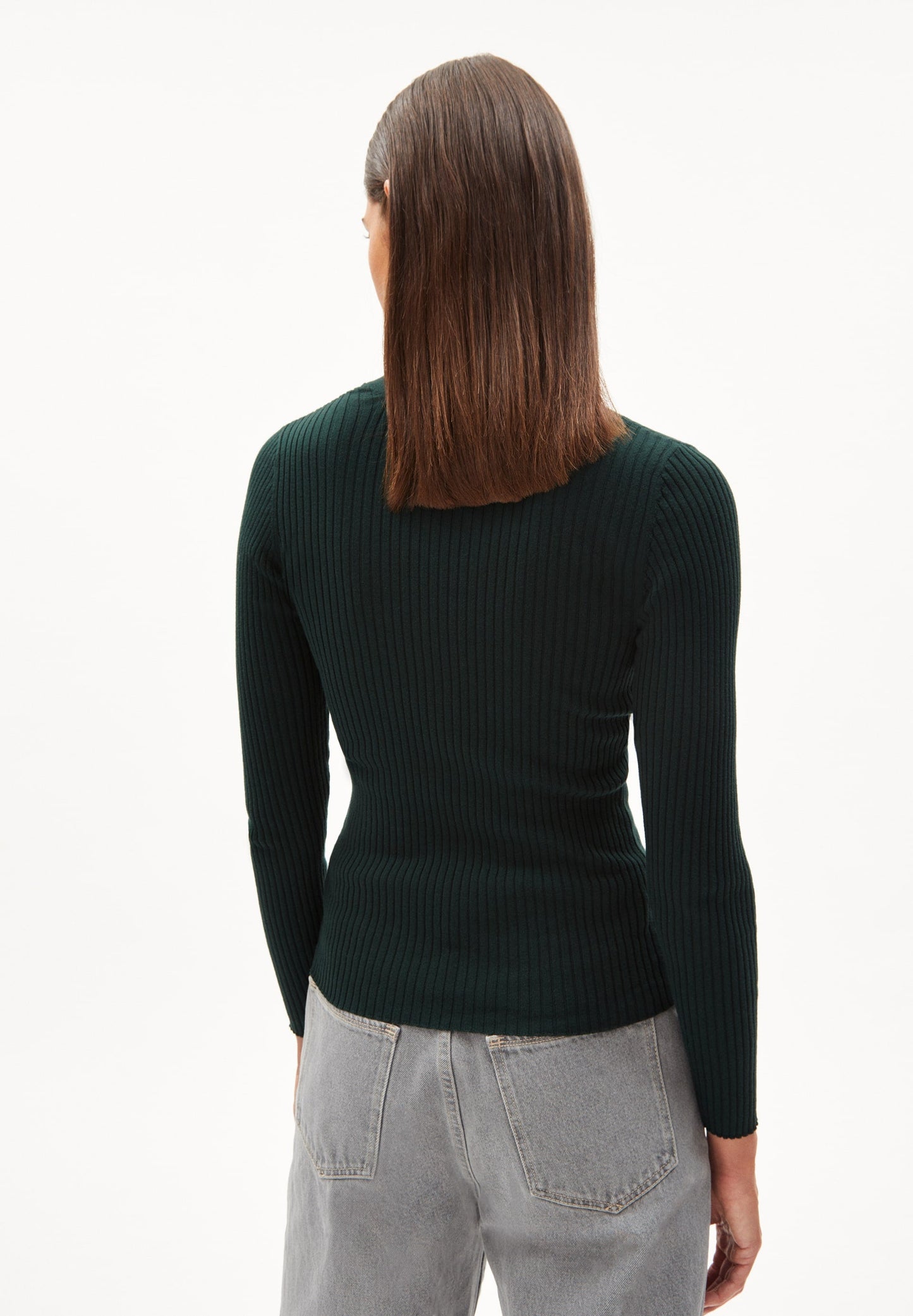 Cardigan fin vert foncé en coton bio - tinnaa dark scarab