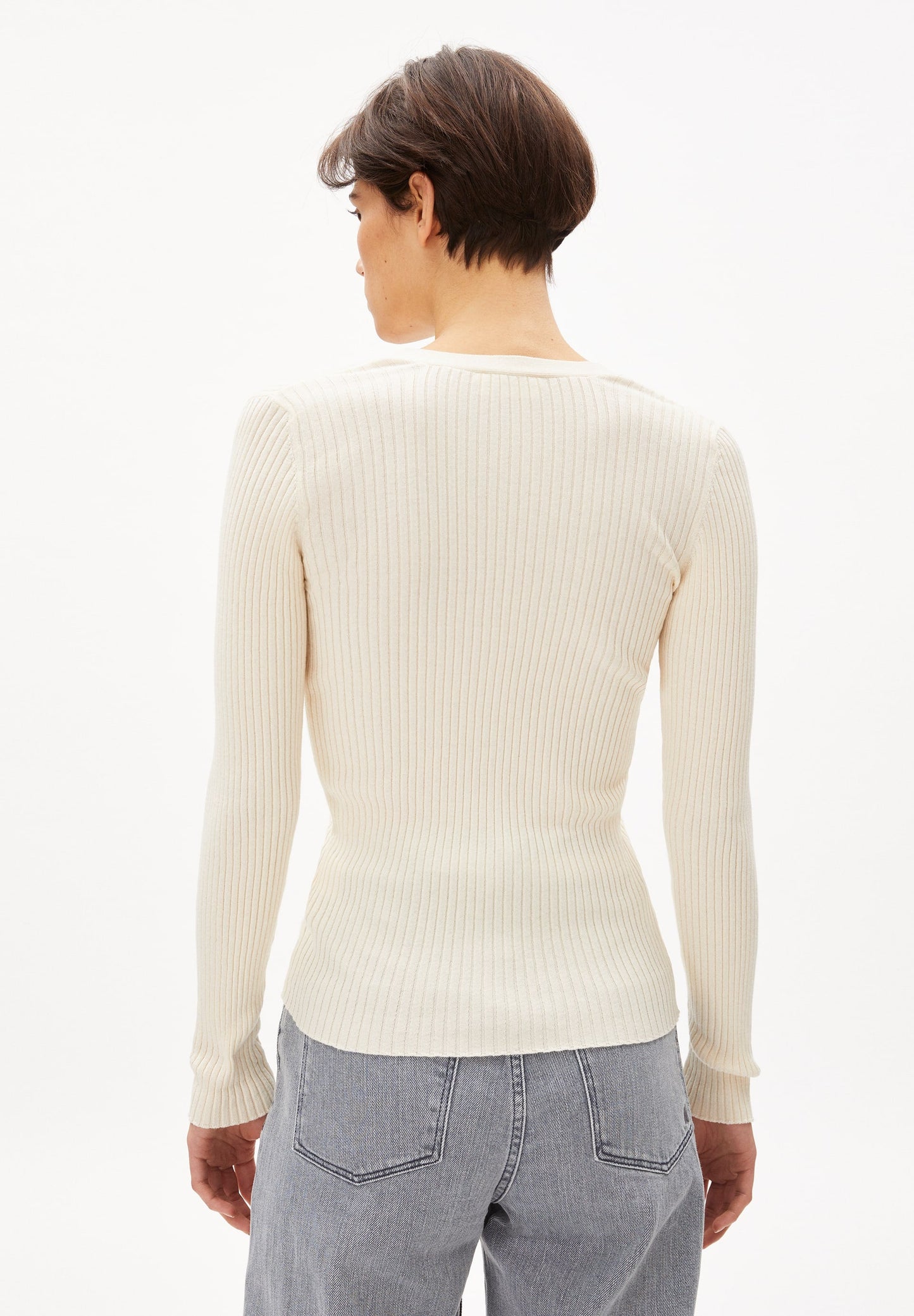 Cardigan fin blanc cassé en coton bio - tinnaa oatmilk