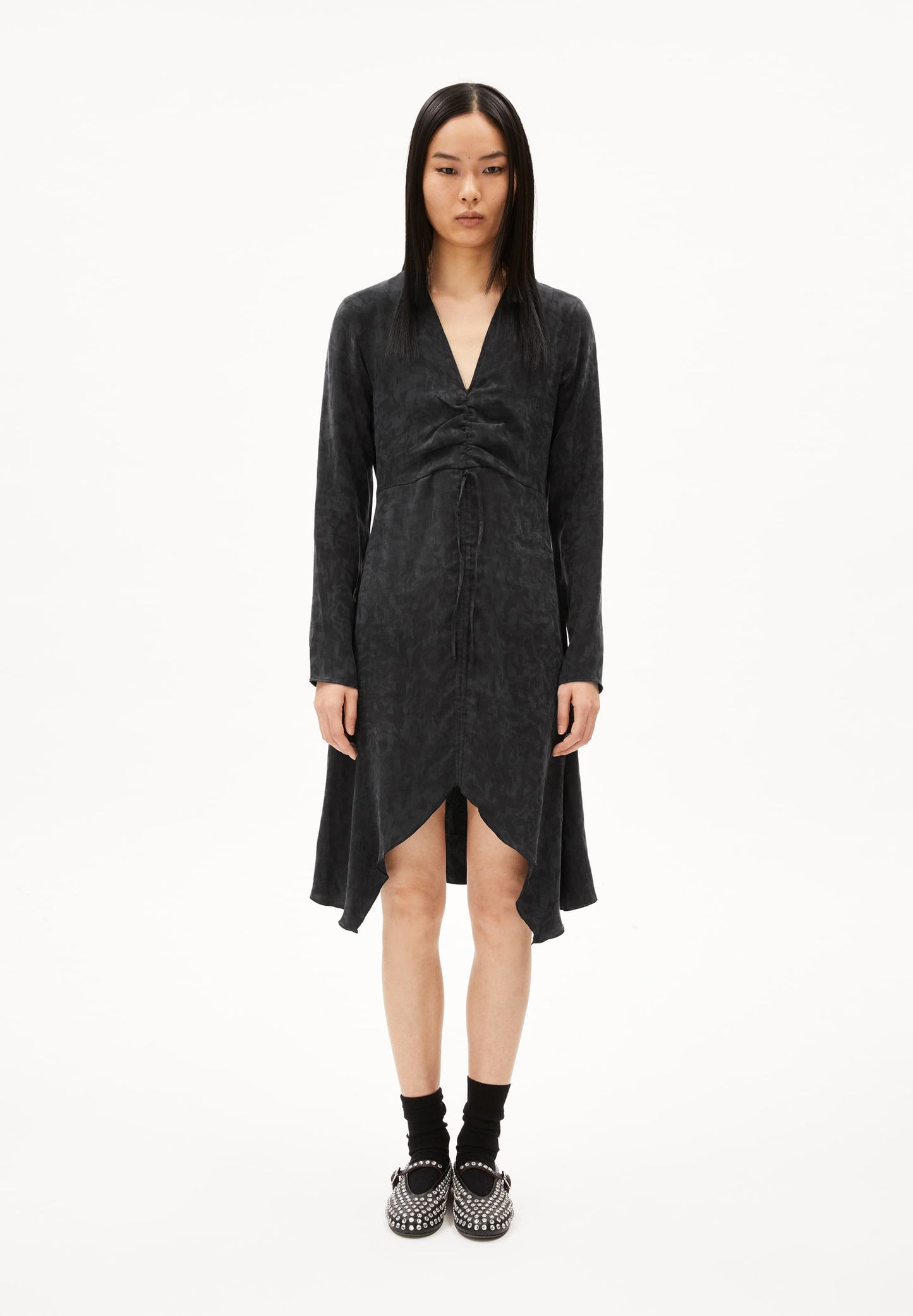 Robe en tencel | noir texturé "tinraa jacq"