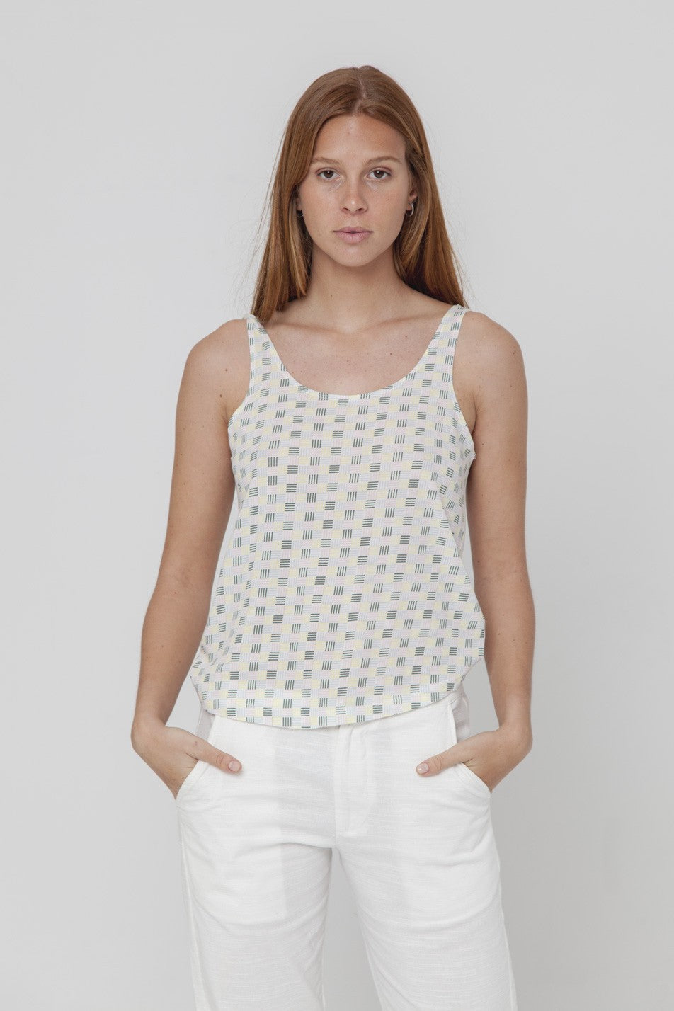 Top imprimé blanc en coton bio - Toldos