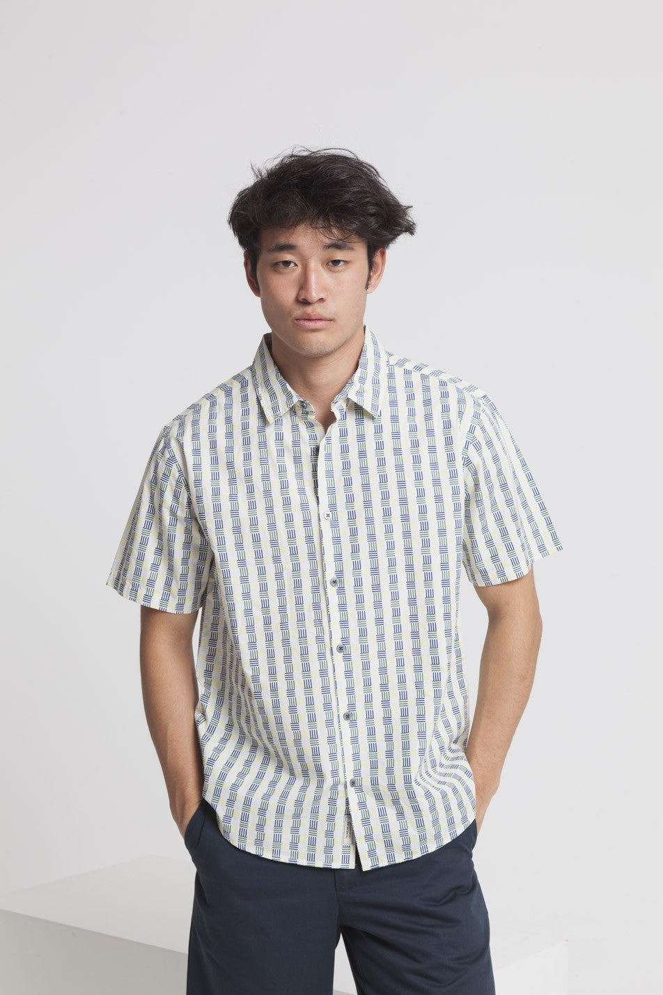 Chemise manches courtes imprimé blanc en coton bio - Tom