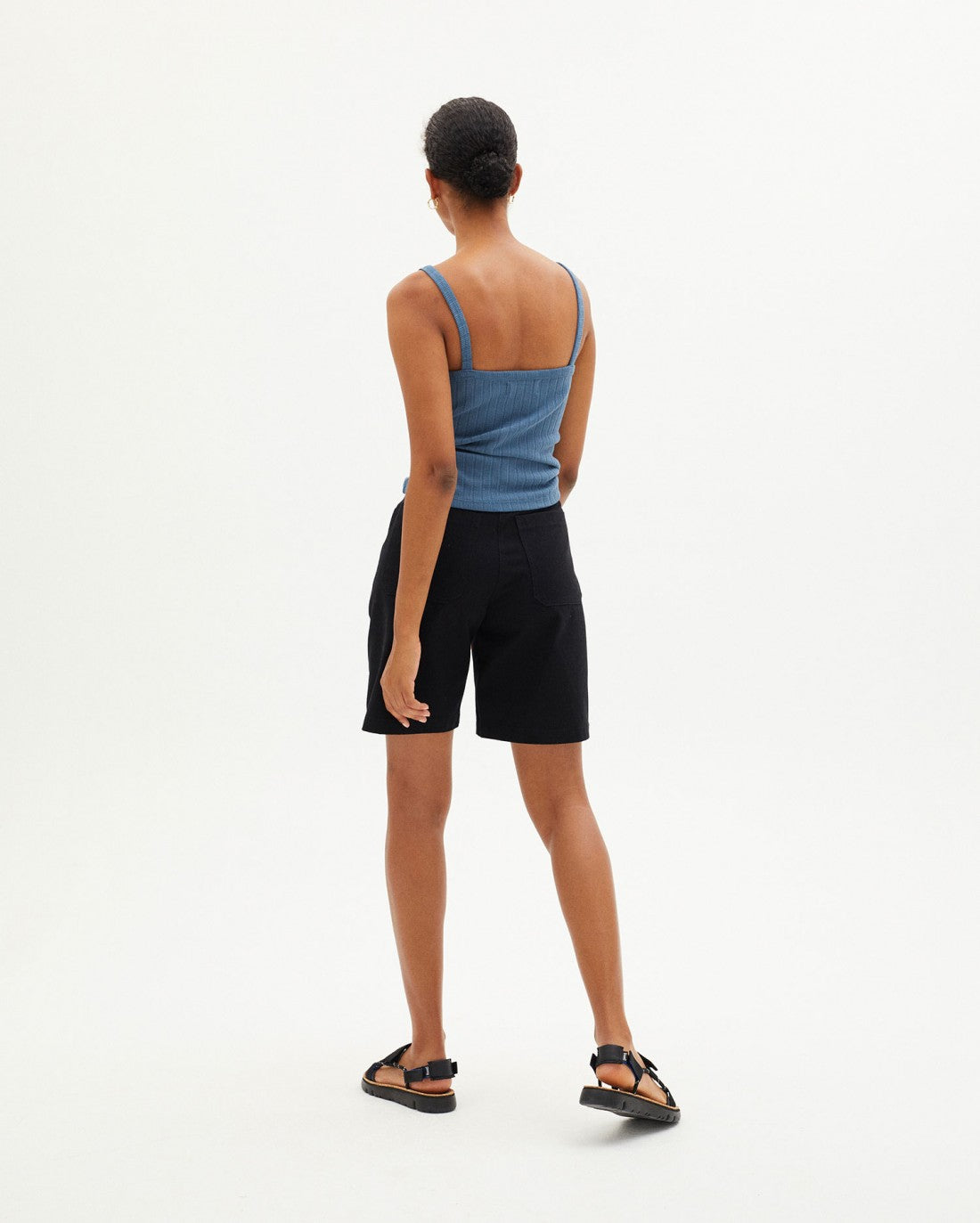 Débardeur côtelé bleu en tencel et refibra - BLUE TRASH ASTER TOP
