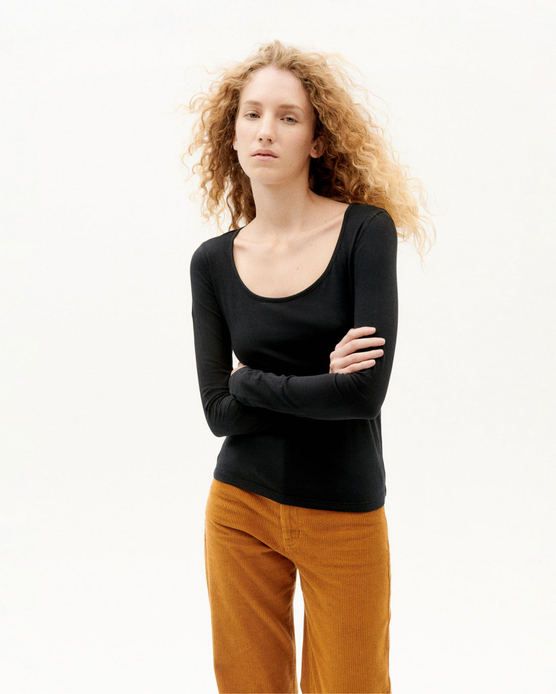 Top manches longues noir en coton bio - black carla l/s top