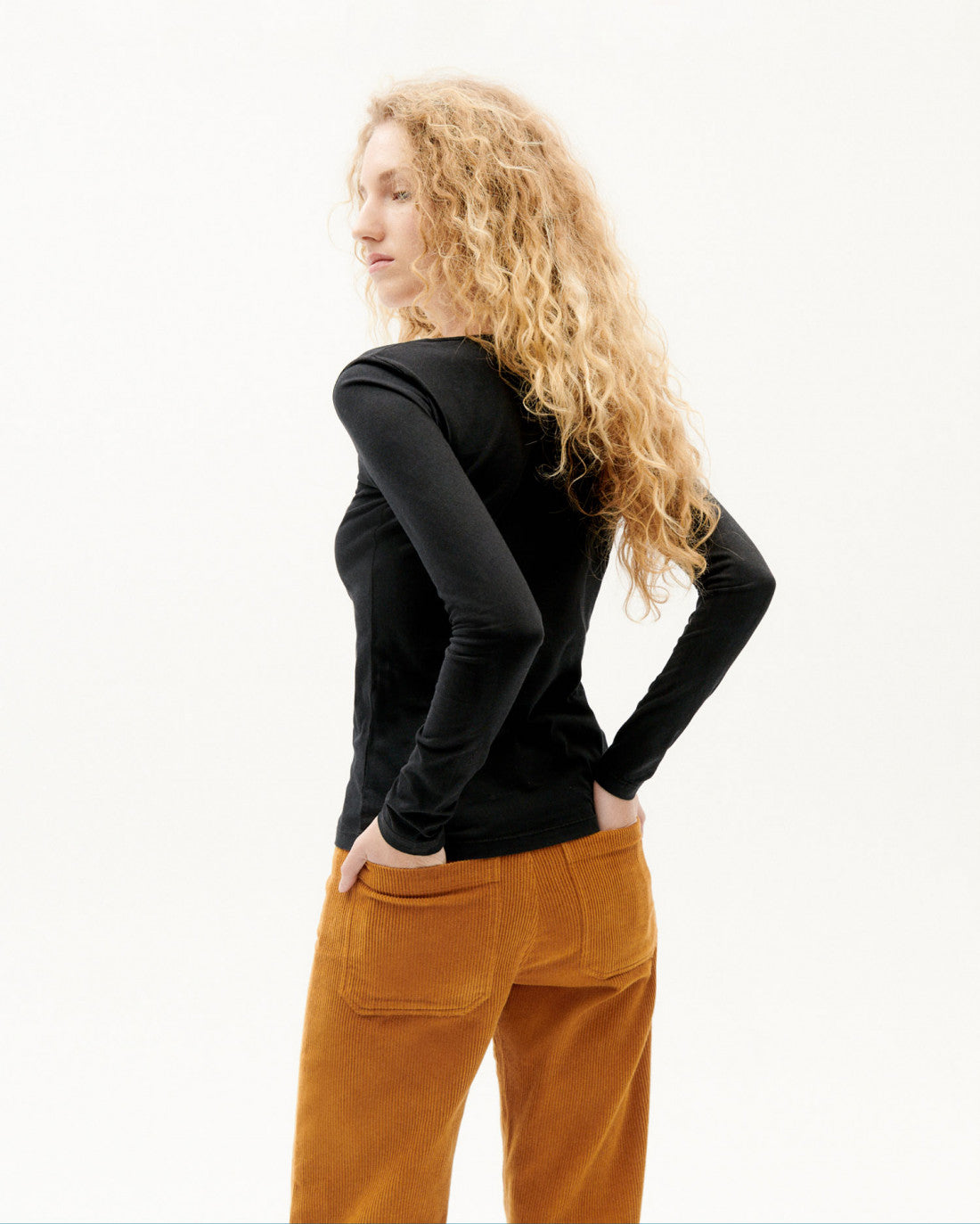 Top manches longues noir en coton bio - black carla l/s top