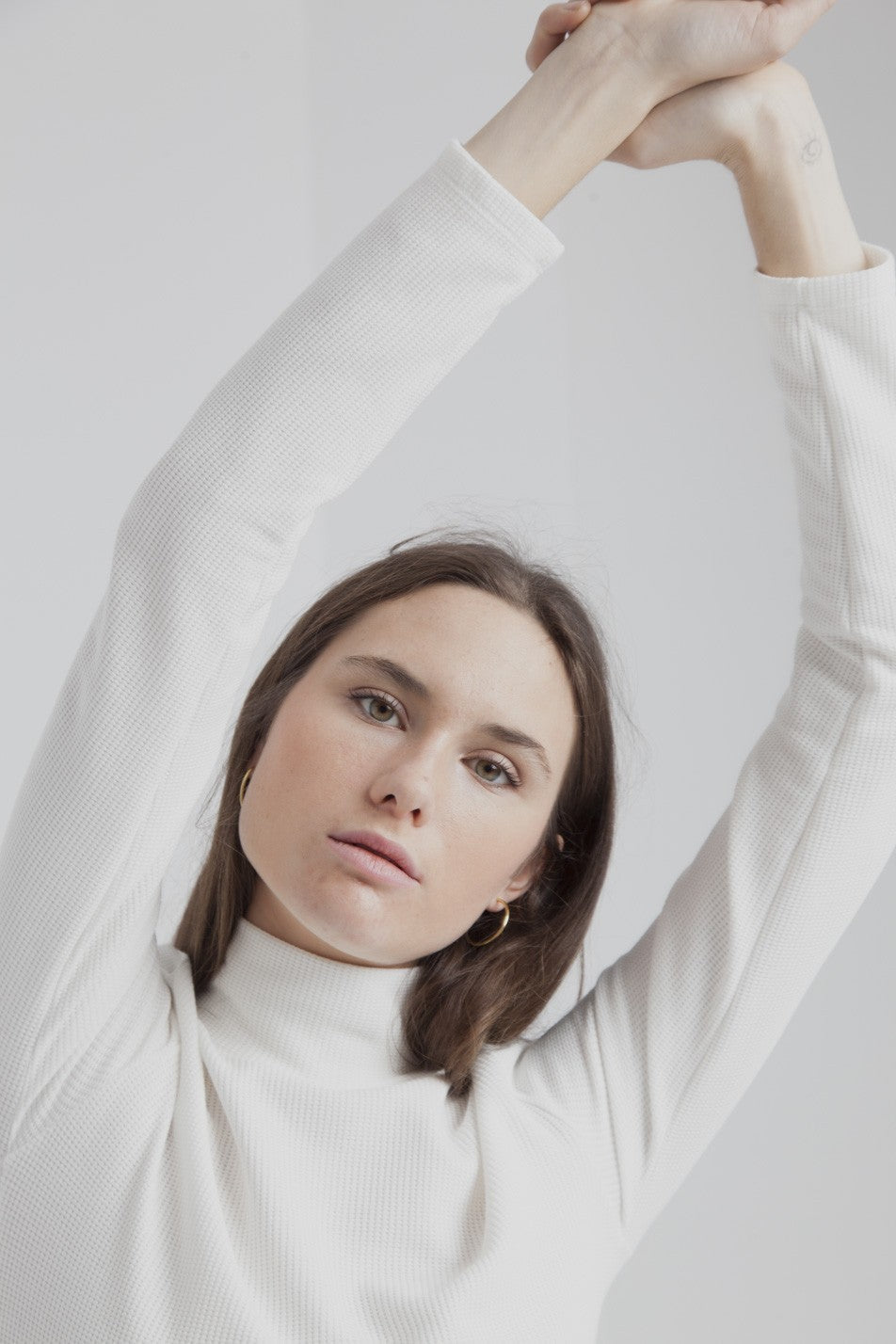 T-shirt manches longues col roulé blanc en coton bio - ellen rib
