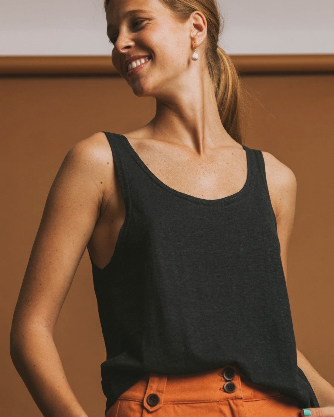 Débardeur noir en chanvre et coton bio - Hemp