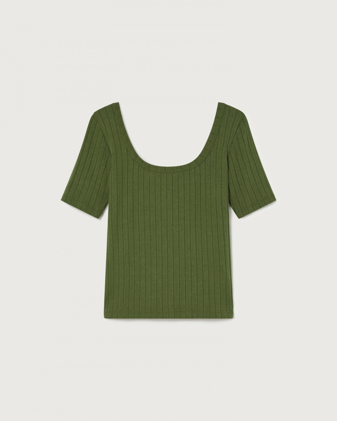 T-shirt côtelé vert en tencel et refibra - sunflower green
