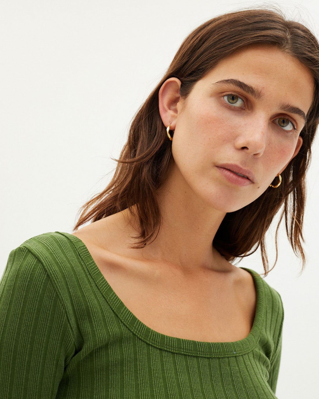 T-shirt côtelé vert en tencel et refibra - sunflower green