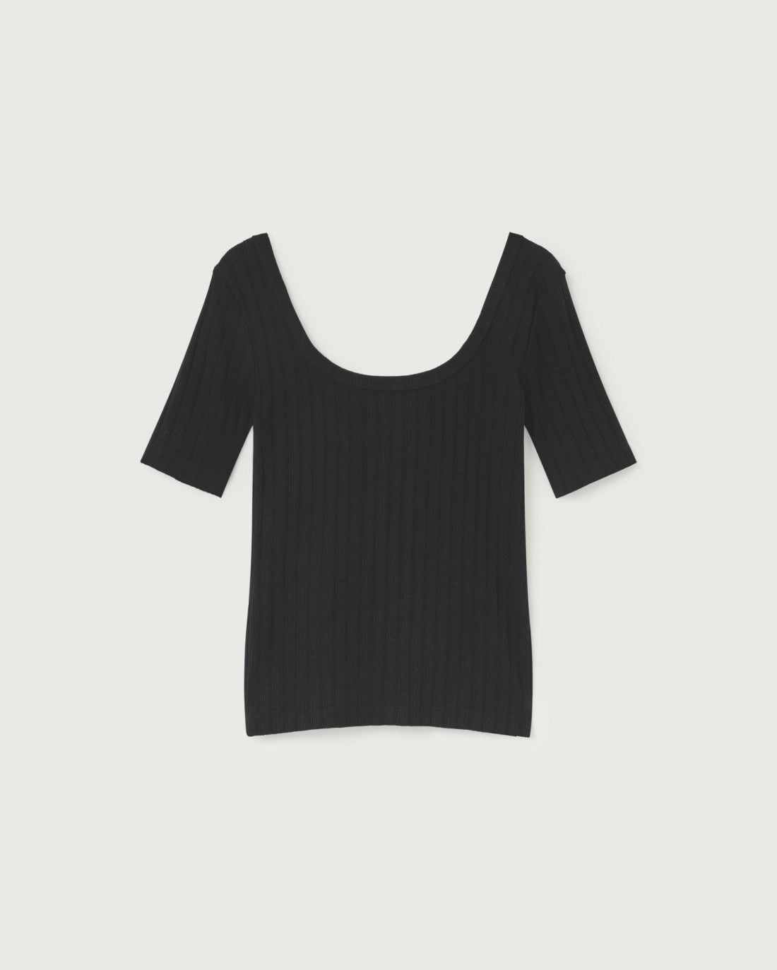 T-shirt côtelé noir en tencel et refibra - BLACK TRASH SUNFLOWER TOP
