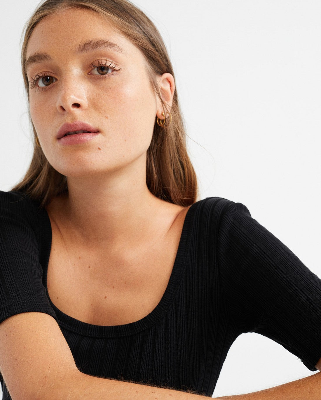 T-shirt côtelé noir en tencel et refibra - BLACK TRASH SUNFLOWER TOP