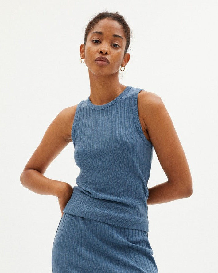 Top bleu en tencel et refibra - BLUE TRASH TURKANA TOP